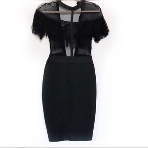 Black Bandage Dress w/Lace - Fashion Nova - Small